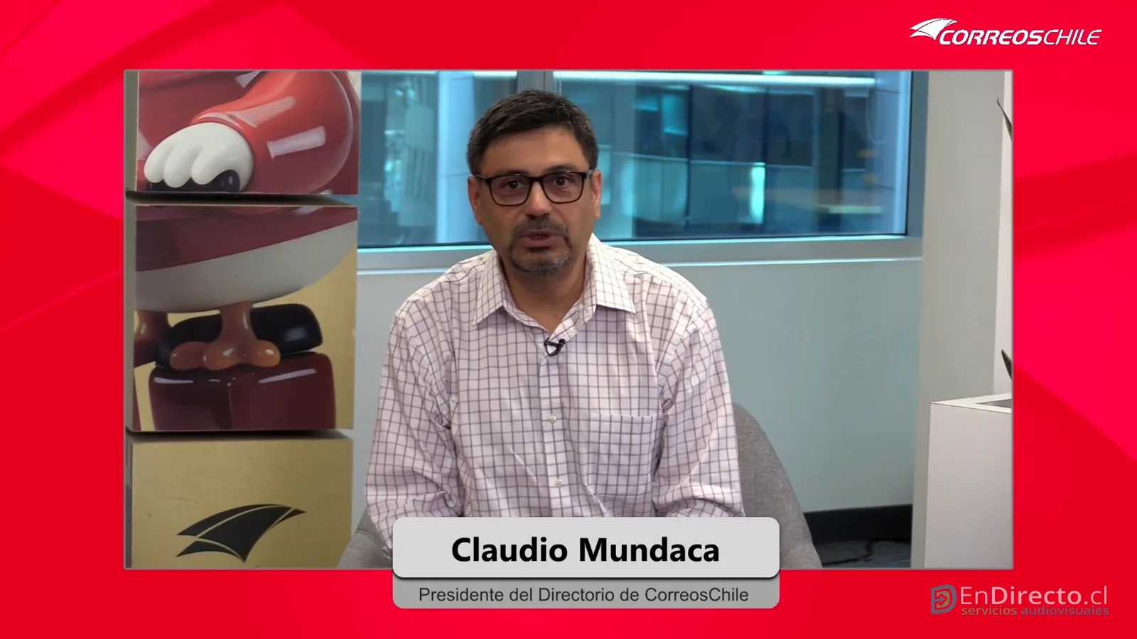 Claudio Mundaca, Presidente del Directorio, con rótulo en pantalla