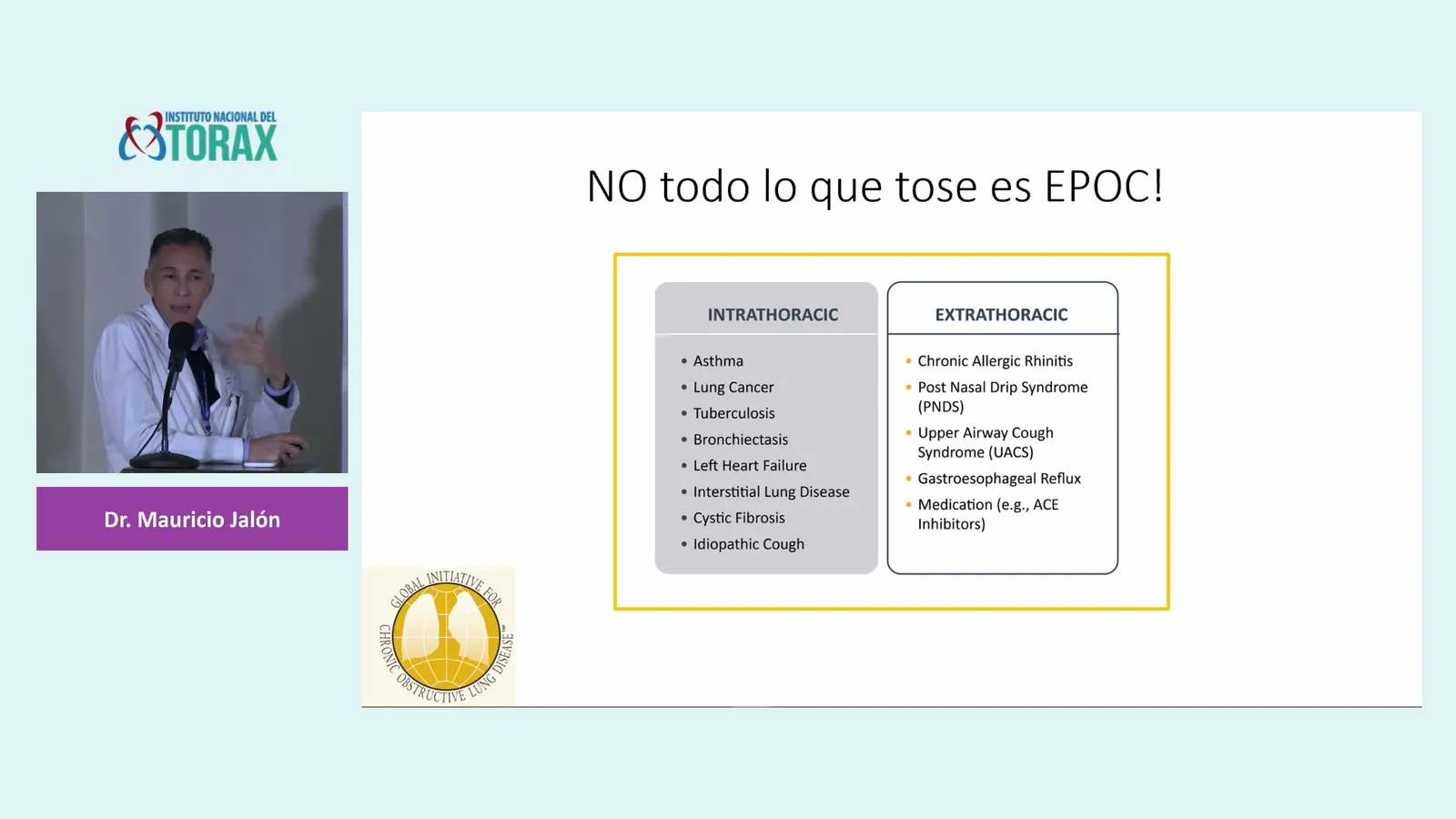 Presentación con el expositor en recuadro y la gráfica del Instituto