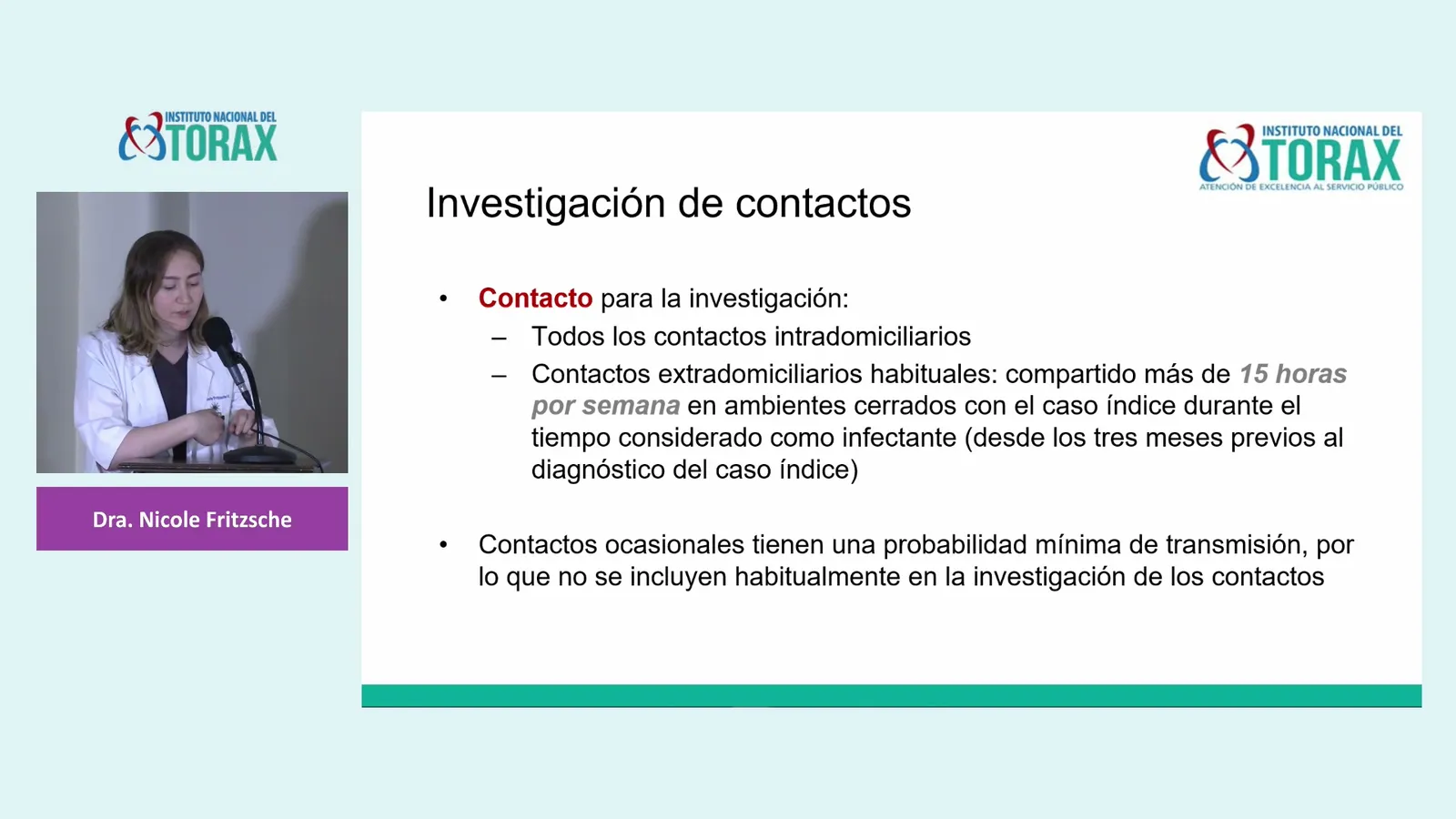 Dra. Nicole Fritzsche en recuadro con su presentación