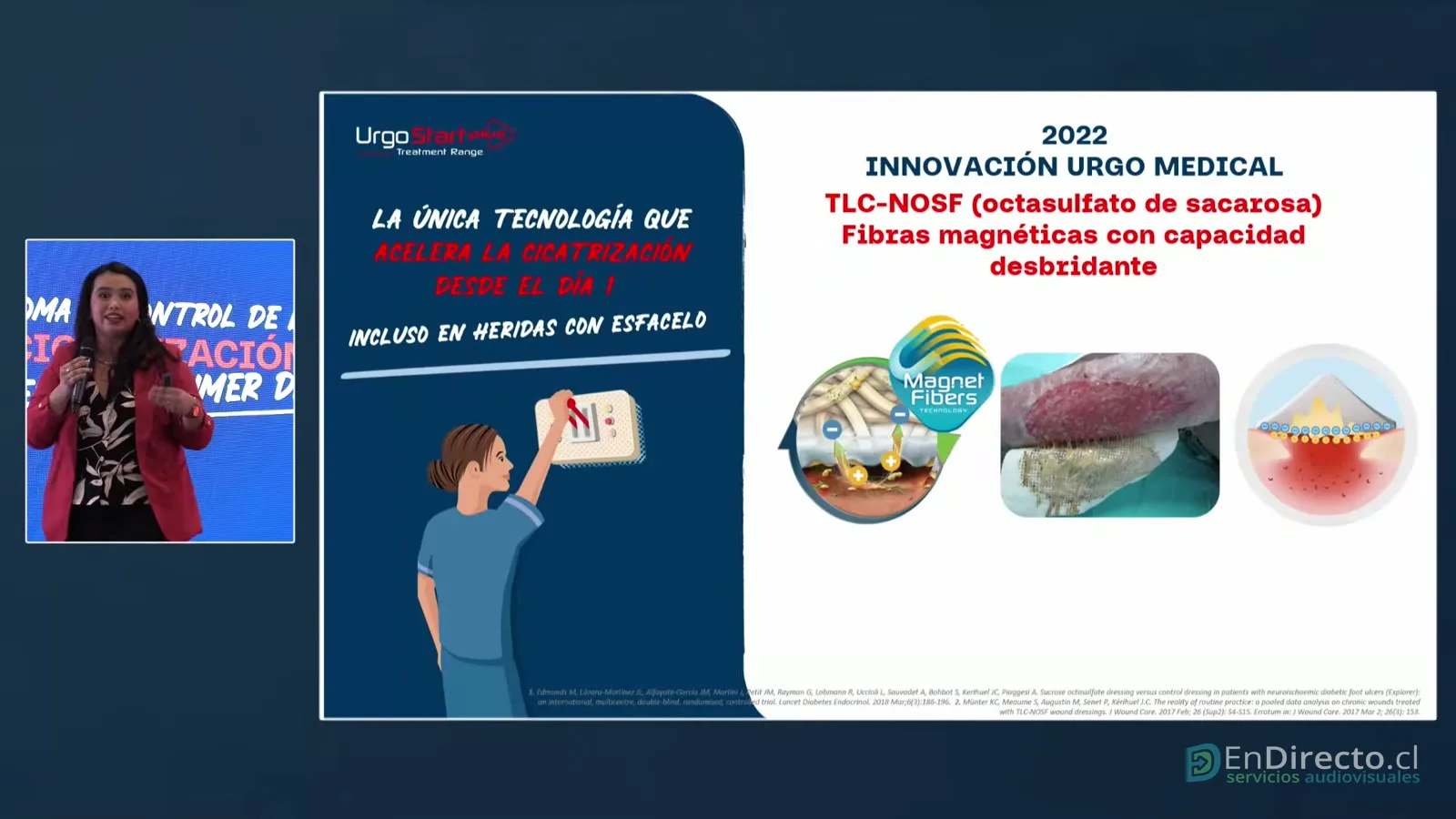 Presentación de la innovación con la expositora en recuadro