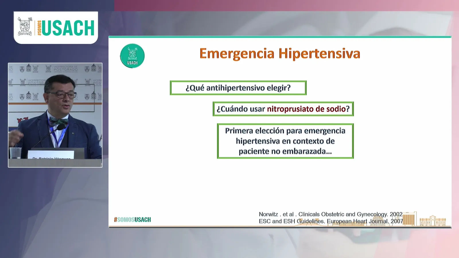 Presentación con el expositor en recuadro y la gráfica de la jornada